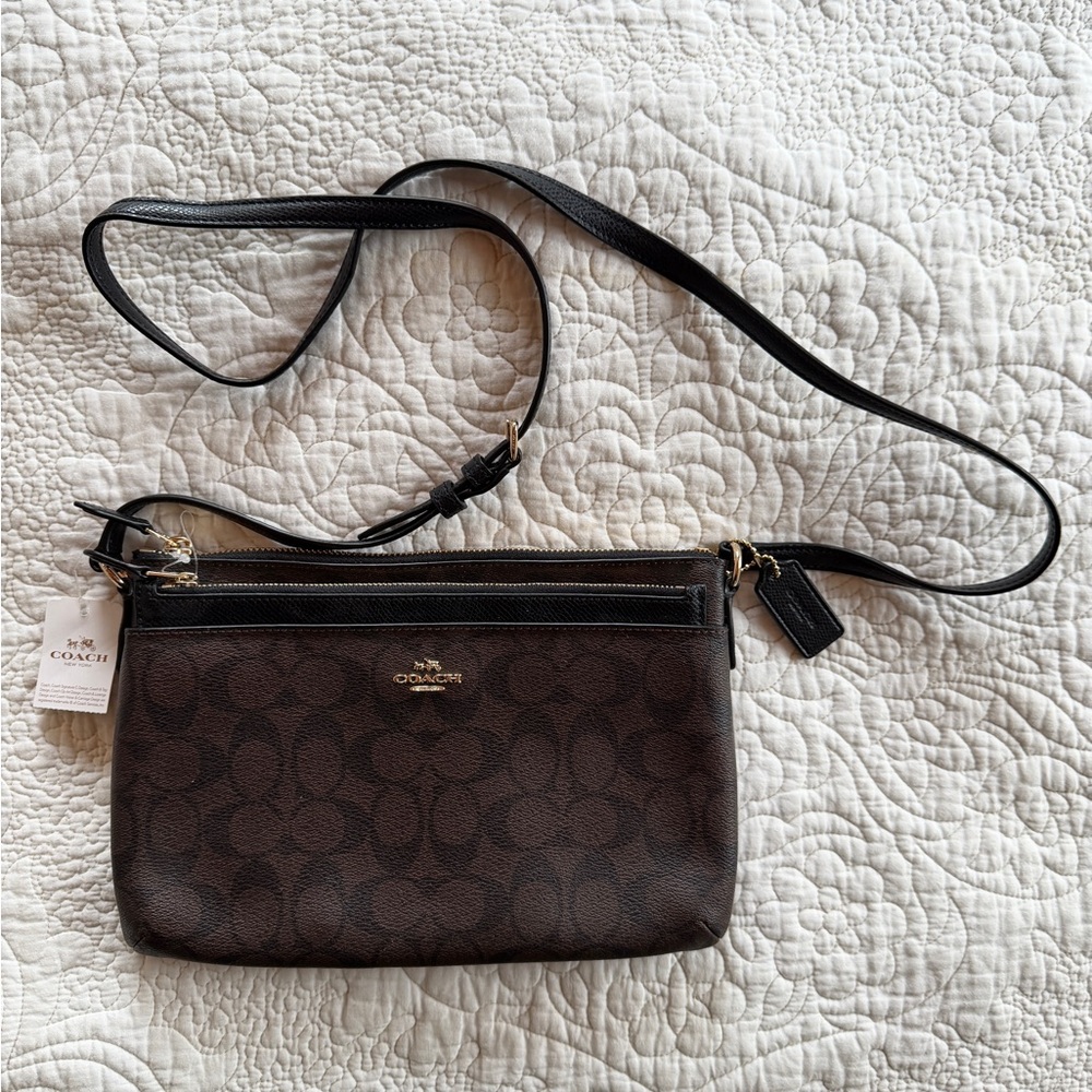 Coach Dark Brown Signature Crossbody Bag